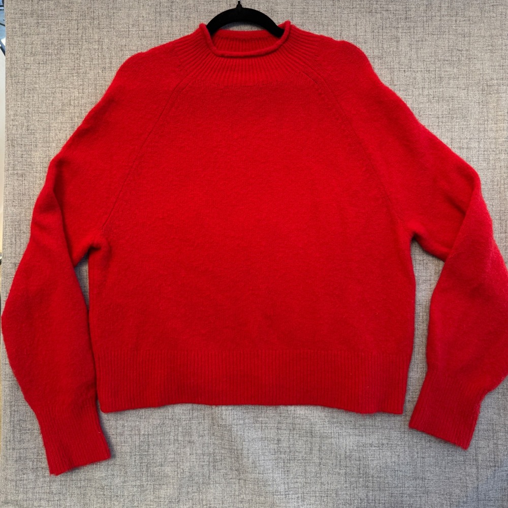 J.Crew Red Merino Wool Alpaca Blend Mock Neck Sweater CB945 Womens Medium